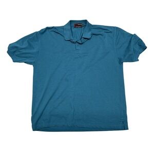 North Pole Mens XXL Teal Blue Short Sleeve Pique Polo Shirt RN86586 Cotton Blend